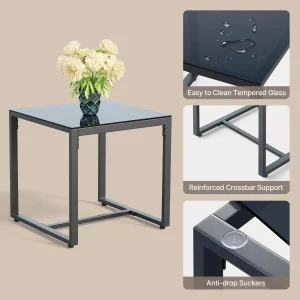 3-Piece Patio Chairs Set with Glass Coffee Table