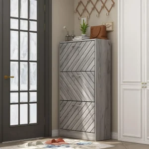 Modern Shoe Cabinet with 3 Flip Drawers